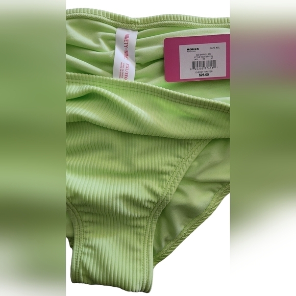 Juniors Ninty-Nine° Ruched Back Hipster Bikini Swim Bottom XXL Lime Green NWT - Picture 4 of 6